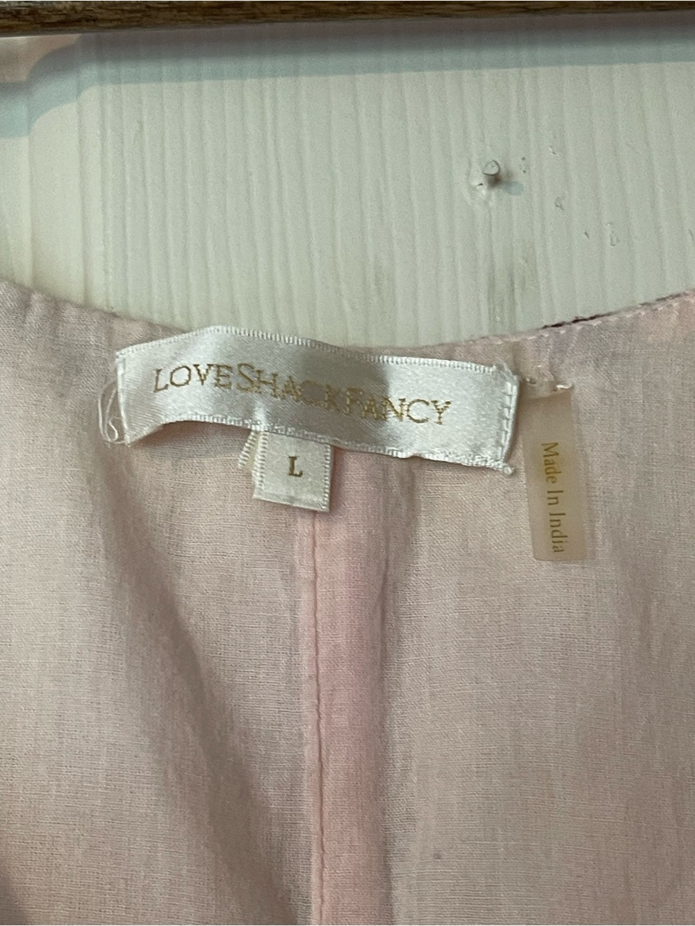 LoveShackFancy Pink Floral Linen Mini Dress Puff Sleeve Bow Detail Size Large - Picture 7 of 11